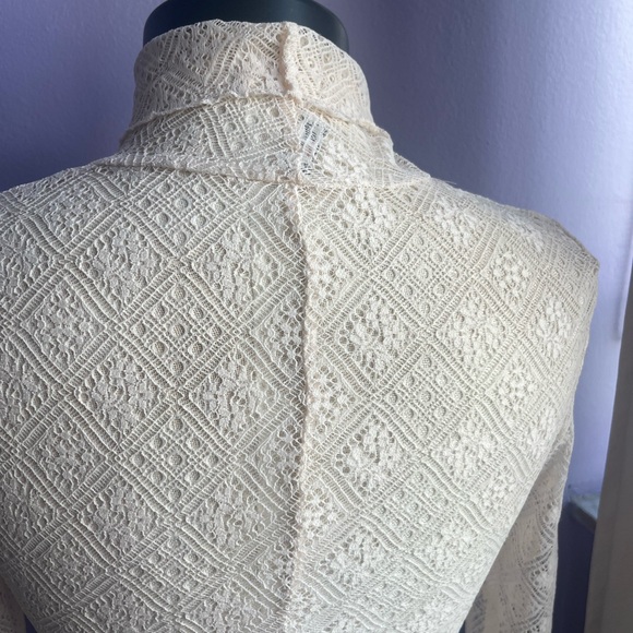 FREE PEOPLE Sweet Memories Ivory Sheer Lace Turtleneck Top - Picture 7 of 8